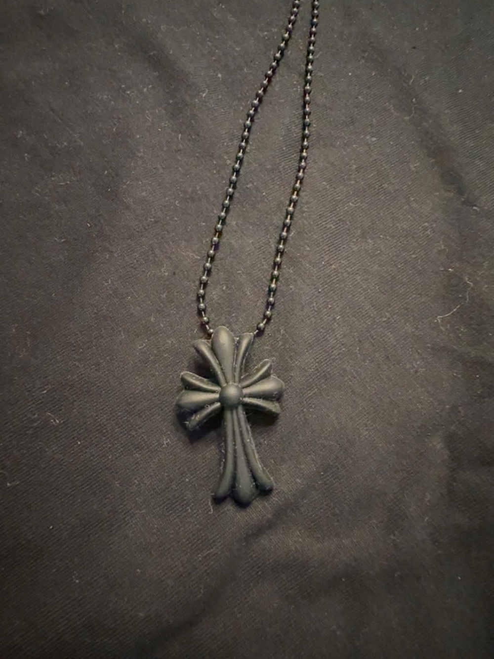 Chrome Hearts Men's Black Cross Pendant Necklace